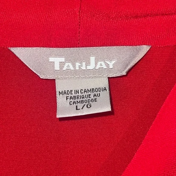 Tan Jay ruched front b-neck vintage blouse. Size large in Red GUC - Picture 5 of 6